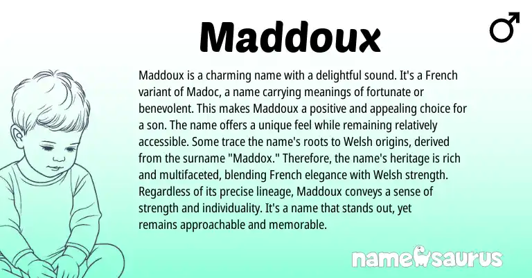 Infographic about Maddoux name meaning, Maddoux is a name from French origin(s).