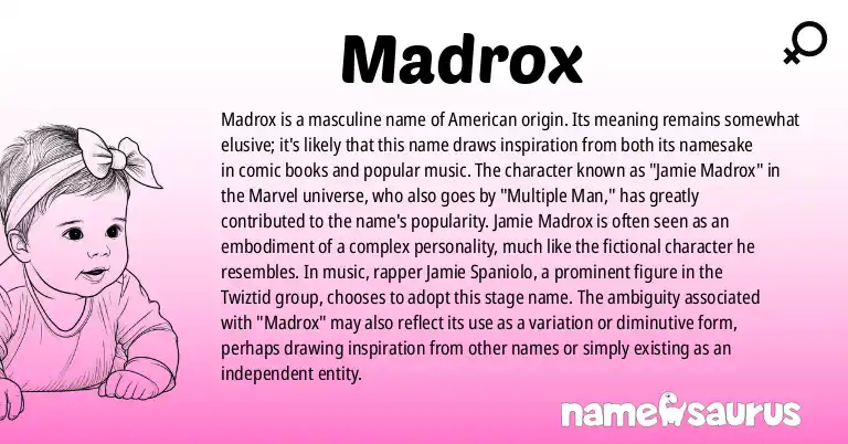 Infographic about Madrox name meaning, Madrox is a name from American origin(s).