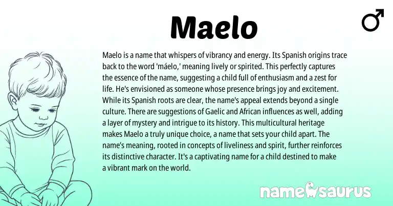 Infographic about Maelo name meaning, Maelo is a name from Spanish origin(s).