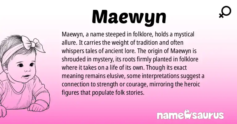 Infographic about Maewyn name meaning, Maewyn is a name from Folklore origin(s).