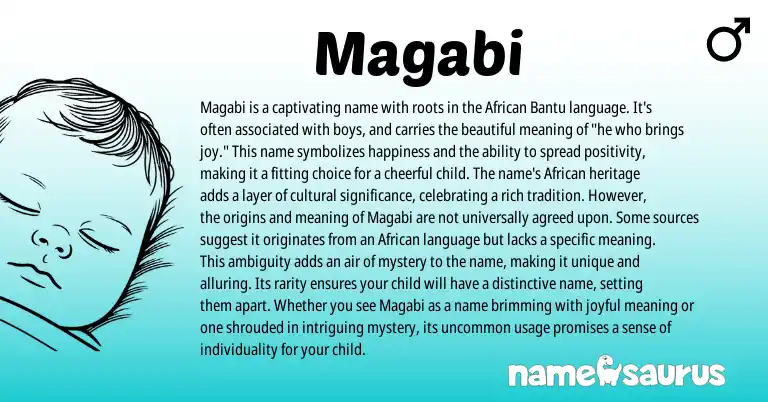 Infographic about Magabi name meaning, Magabi is a name from Bantu, African origin(s).