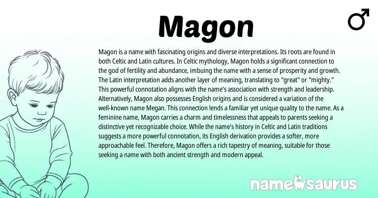 Infographic about Magon name meaning, Magon is a name from Latin, Celtic origin(s).