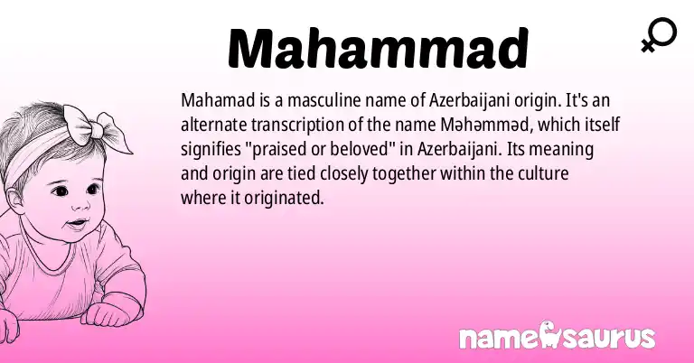 Infographic about Mahammad name meaning, Mahammad is a name from Azerbaijani origin(s).