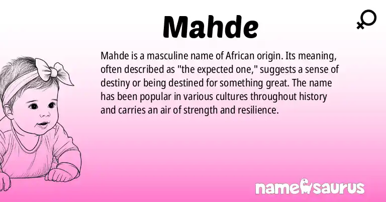 Infographic about Mahde name meaning, Mahde is a name from African origin(s).