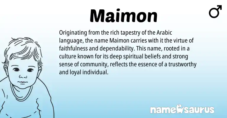 Infographic about Maimon name meaning, Maimon is a name from Arabic origin(s).