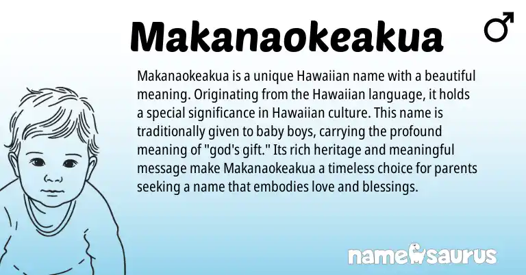 Infographic about Makanaokeakua name meaning, Makanaokeakua is a name from Hawaiian origin(s).