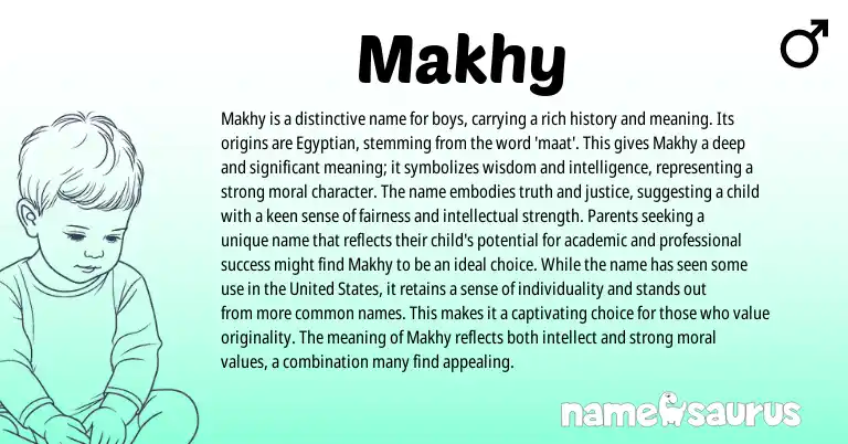 Infographic about Makhy name meaning, Makhy is a name from Egyptian origin(s).