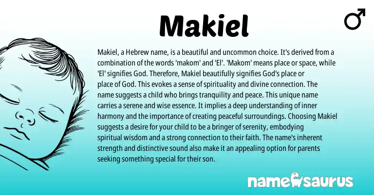 Infographic about Makiel name meaning, Makiel is a name from Hebrew origin(s).