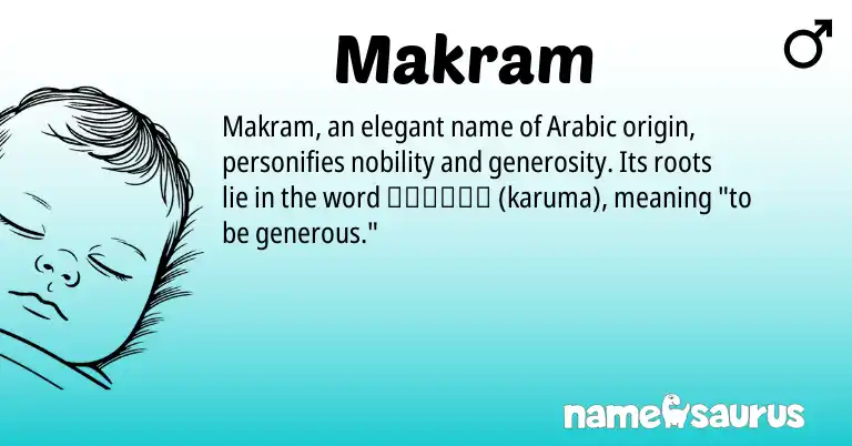 Infographic about Makram name meaning, Makram is a name from Arabic origin(s).