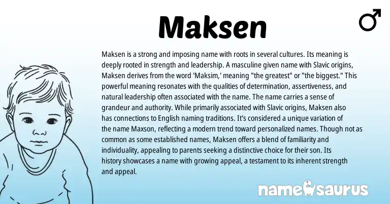 Infographic about Maksen name meaning, Maksen is a name from Slavic origin(s).