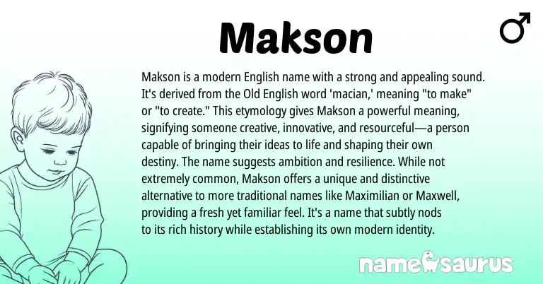 Infographic about Makson name meaning, Makson is a name from English origin(s).