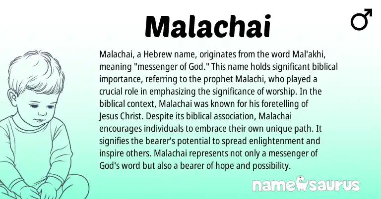 Infographic about Malachai name meaning, Malachai is a name from Hebrew origin(s).