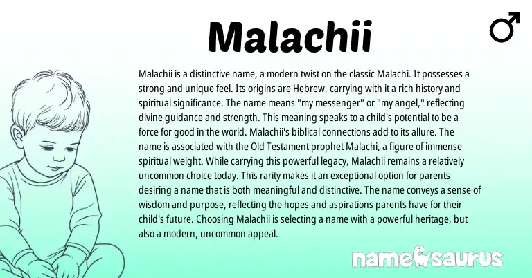 Infographic about Malachii name meaning, Malachii is a name from Hebrew origin(s).