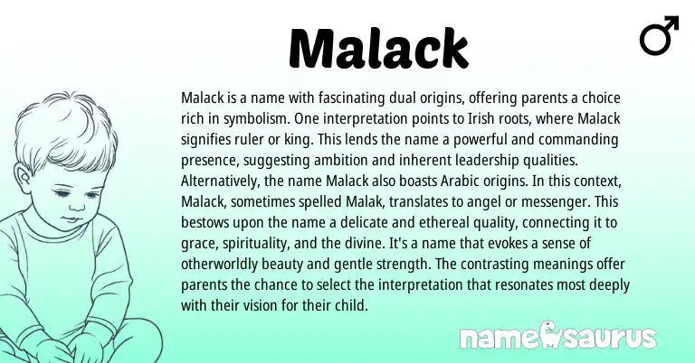 Infographic about Malack name meaning, Malack is a name from Irish origin(s).