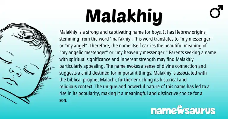 Infographic about Malakhiy name meaning, Malakhiy is a name from Hebrew origin(s).