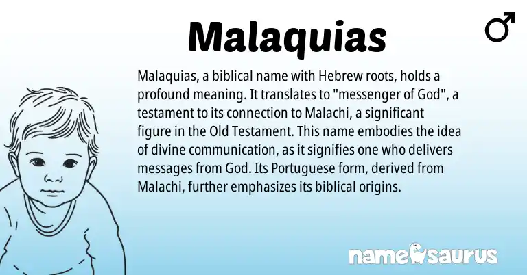 Infographic about Malaquias name meaning, Malaquias is a name from Hebrew, Portuguese origin(s).