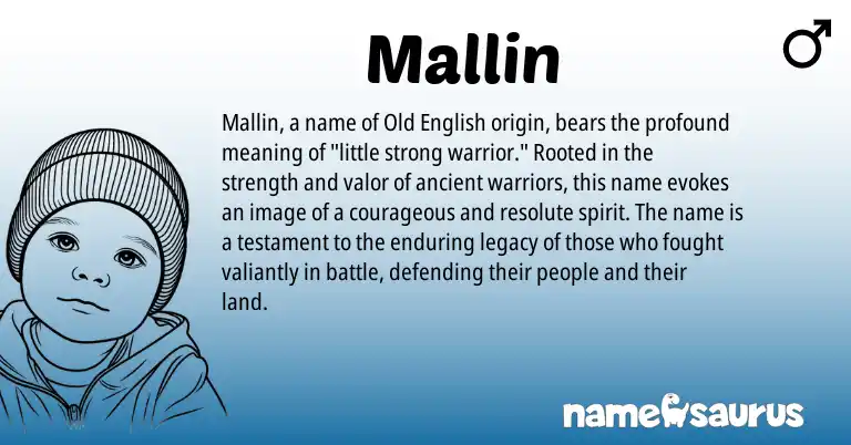 Infographic about Mallin name meaning, Mallin is a name from Old English origin(s).