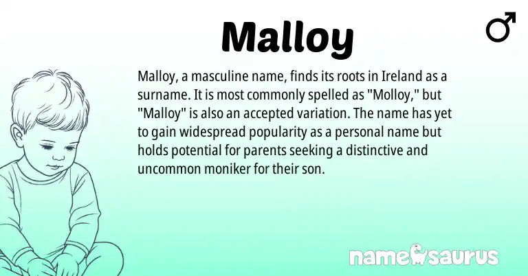 Infographic about Malloy name meaning, Malloy is a name from Ireland origin(s).