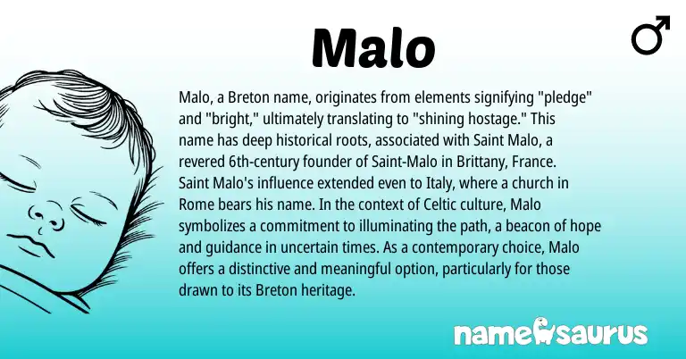 Infographic about Malo name meaning, Malo is a name from Celtic, Breton origin(s).