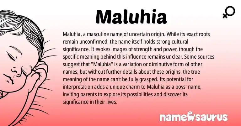 Infographic about Maluhia name meaning, Maluhia is a name from N/A origin(s).