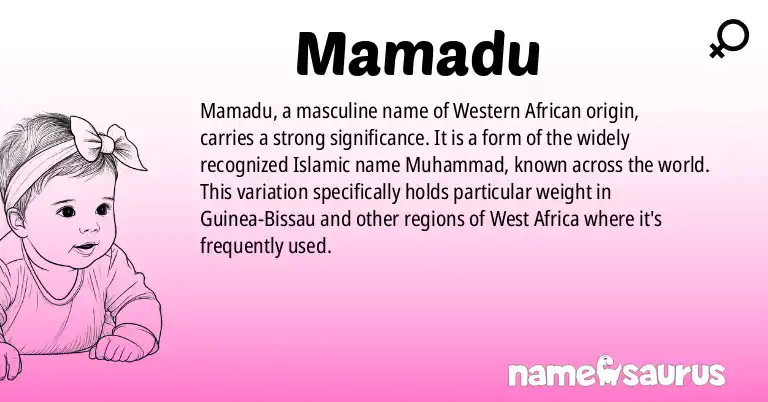 Infographic about Mamadu name meaning, Mamadu is a name from Western African origin(s).