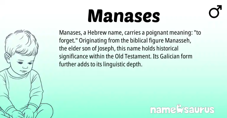 Infographic about Manases name meaning, Manases is a name from Galician, Hebrew origin(s).
