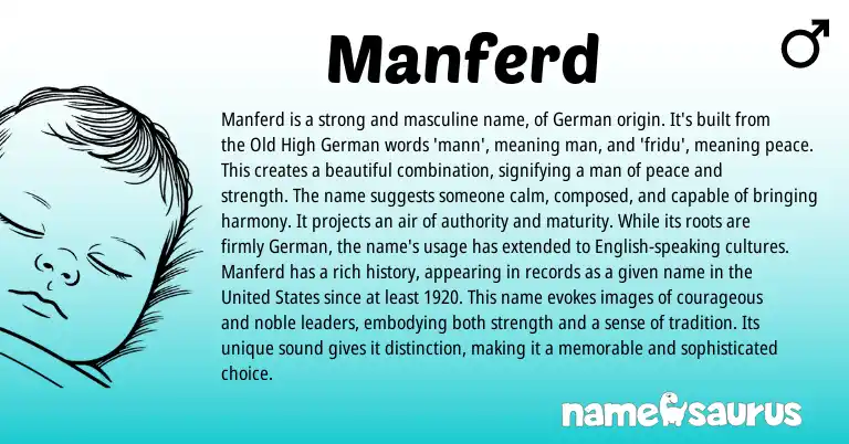 Infographic about Manferd name meaning, Manferd is a name from Germanic origin(s).
