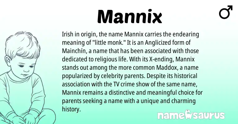 Infographic about Mannix name meaning, Mannix is a name from Irish origin(s).