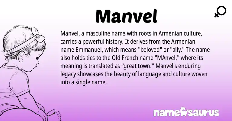 Infographic about Manvel name meaning, Manvel is a name from Armenian origin(s).