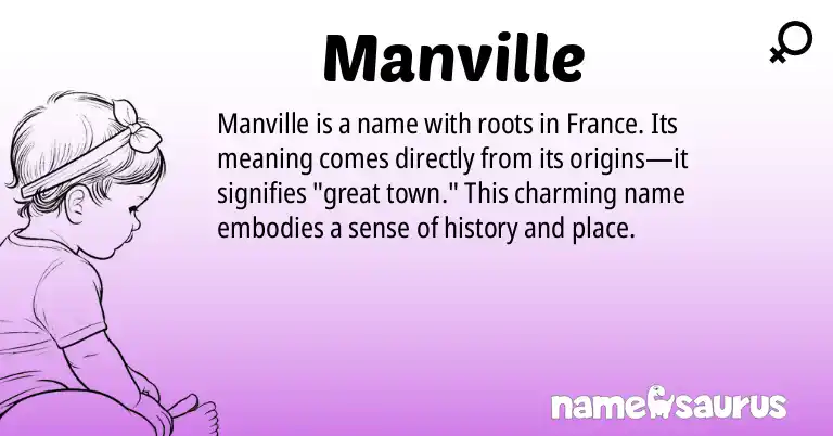 Infographic about Manville name meaning, Manville is a name from French origin(s).