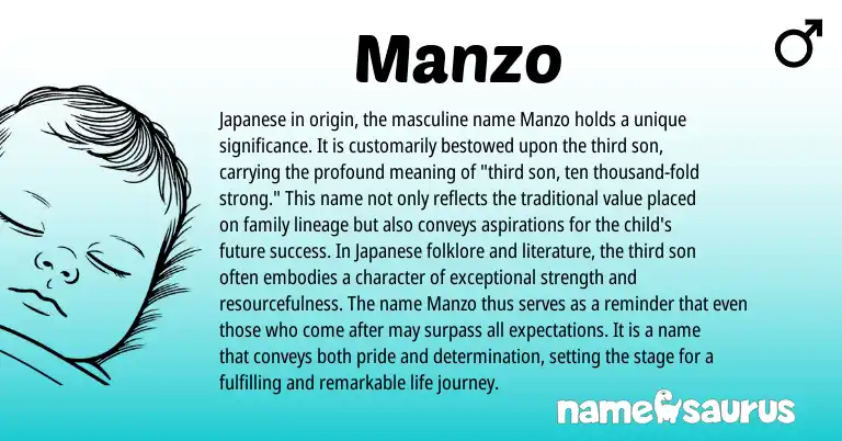 Infographic about Manzo name meaning, Manzo is a name from Japanese origin(s).