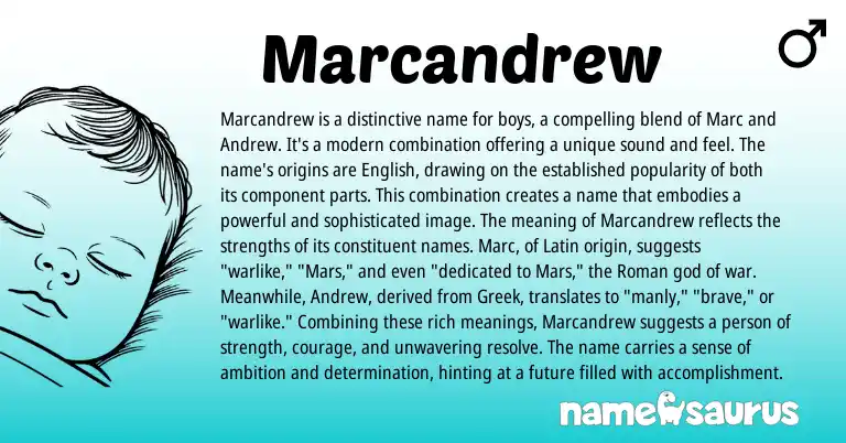 Infographic about Marcandrew name meaning, Marcandrew is a name from English origin(s).