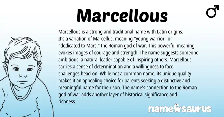 Infographic about Marcellous name meaning, Marcellous is a name from Latin origin(s).