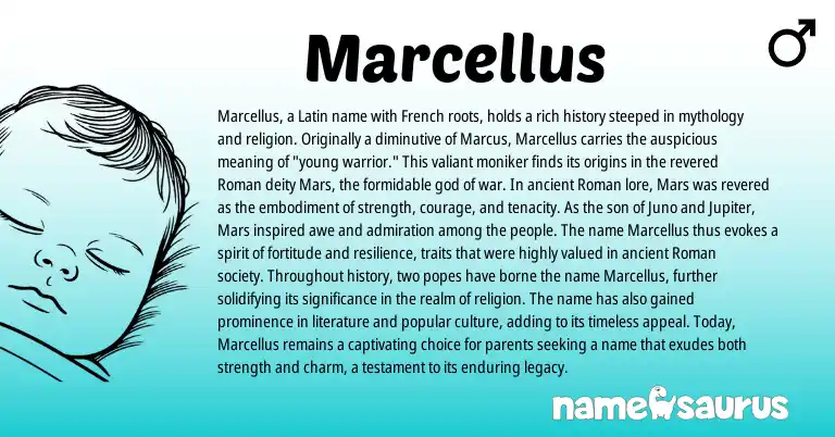 Infographic about Marcellus name meaning, Marcellus is a name from Roman, French, Latin origin(s).