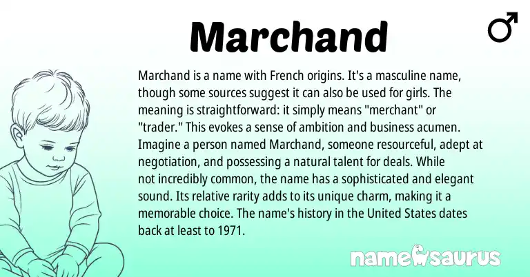 Infographic about Marchand name meaning, Marchand is a name from French origin(s).