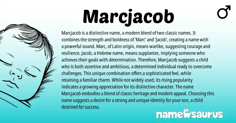 Infographic about Marcjacob name meaning, Marcjacob is a name from Latin, Hebrew origin(s).