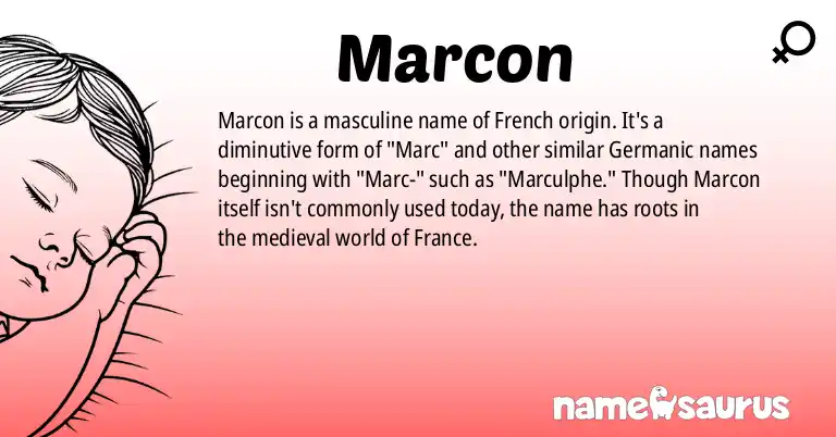 Infographic about Marcon name meaning, Marcon is a name from Medieval French origin(s).