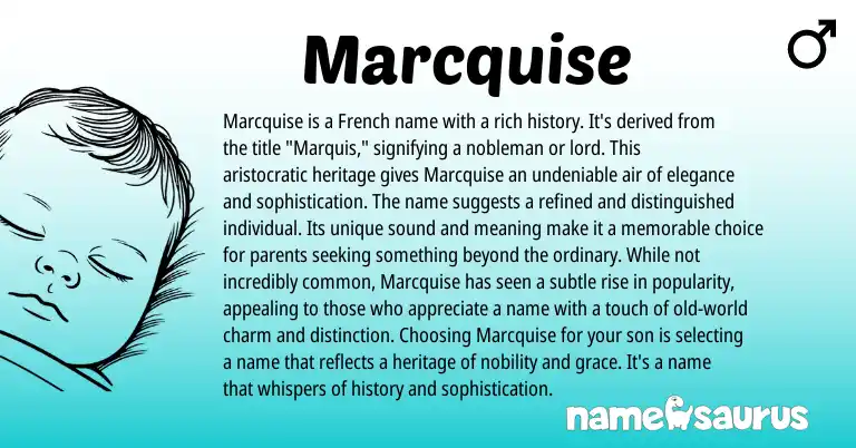 Infographic about Marcquise name meaning, Marcquise is a name from French origin(s).