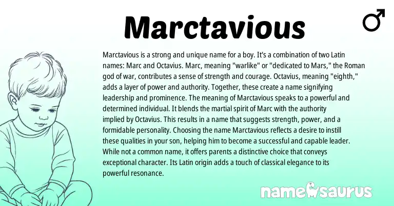 Infographic about Marctavious name meaning, Marctavious is a name from Latin, American origin(s).