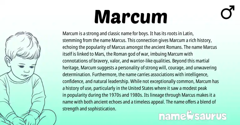 Infographic about Marcum name meaning, Marcum is a name from Latin, Roman origin(s).