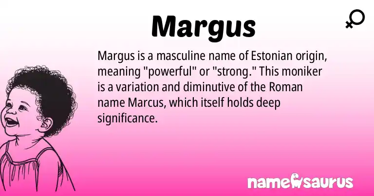 Infographic about Margus name meaning, Margus is a name from Estonian origin(s).