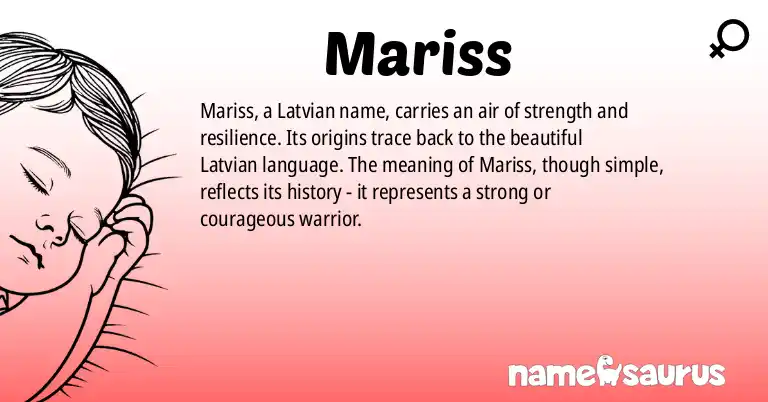 Infographic about Mariss name meaning, Mariss is a name from Latvian origin(s).