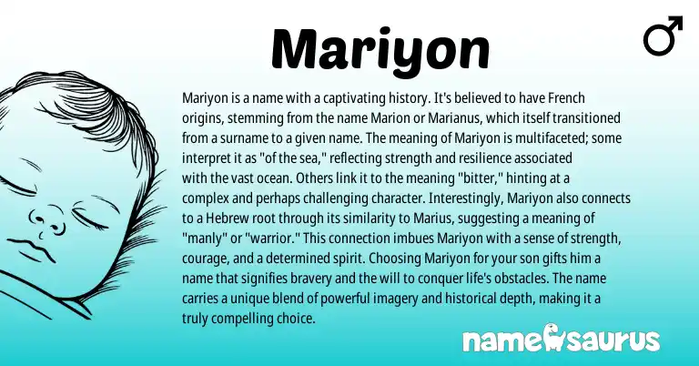 Infographic about Mariyon name meaning, Mariyon is a name from Hebrew origin(s).