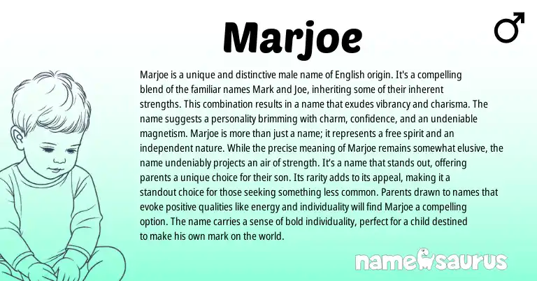Infographic about Marjoe name meaning, Marjoe is a name from English origin(s).