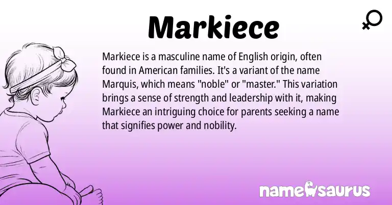 Infographic about Markiece name meaning, Markiece is a name from English (American) origin(s).