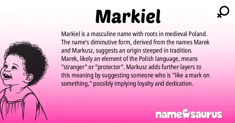 Infographic about Markiel name meaning, Markiel is a name from Medieval Polish origin(s).