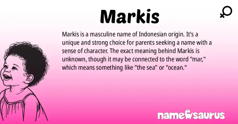 Infographic about Markis name meaning, Markis is a name from Indonesian origin(s).