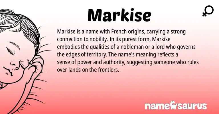 Infographic about Markise name meaning, Markise is a name from French origin(s).