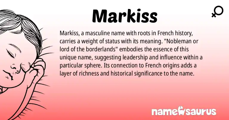Infographic about Markiss name meaning, Markiss is a name from French origin(s).