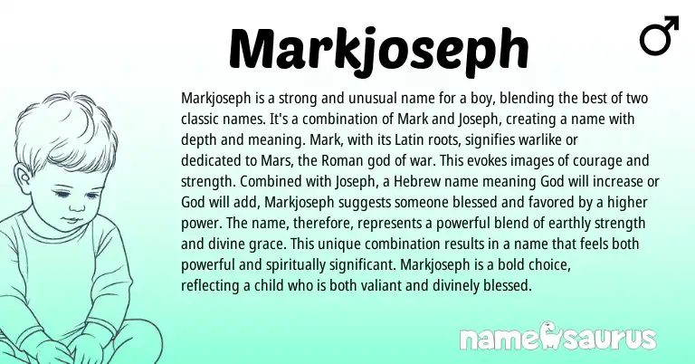 Infographic about Markjoseph name meaning, Markjoseph is a name from Latin, Hebrew, Roman origin(s).